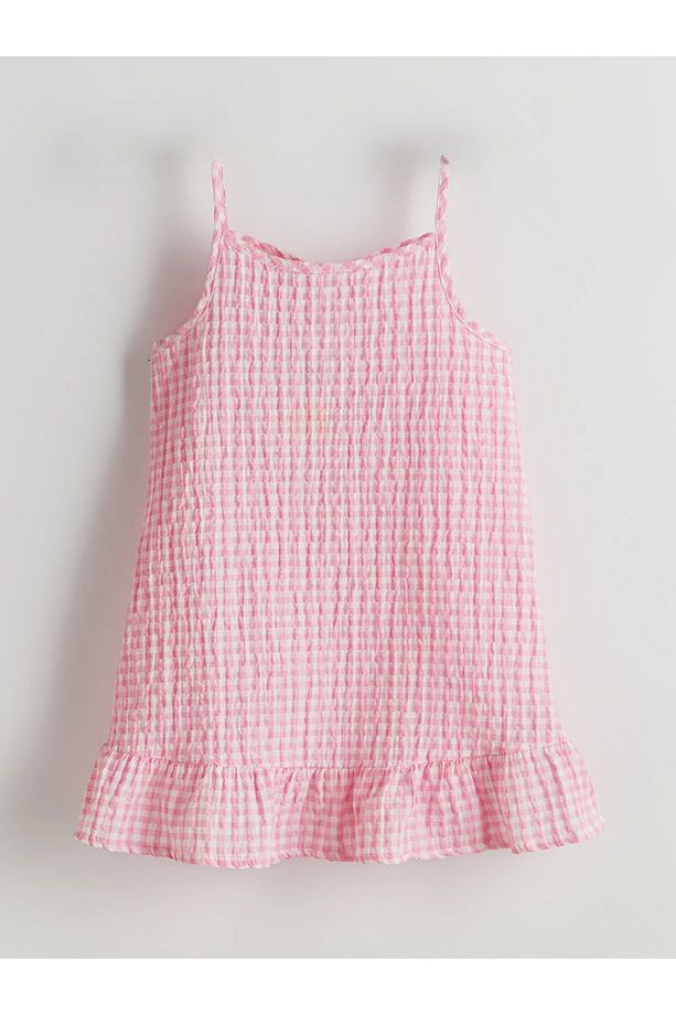 LCWAİKİKİ Kız Bebek Kare Yaka Pembe Ekose Elbise - 2