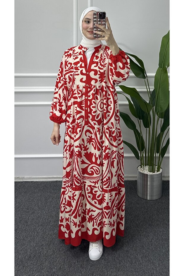 Cotton Viscose Dress - Buttoned Design
