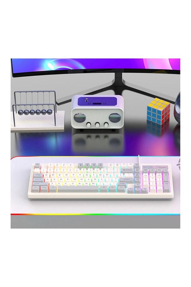 Kablolu Gaming Oyuncu Klavye Mouse Set Grey Reinbow Aydınlatmalı Klavye Mause KM-800 - 5