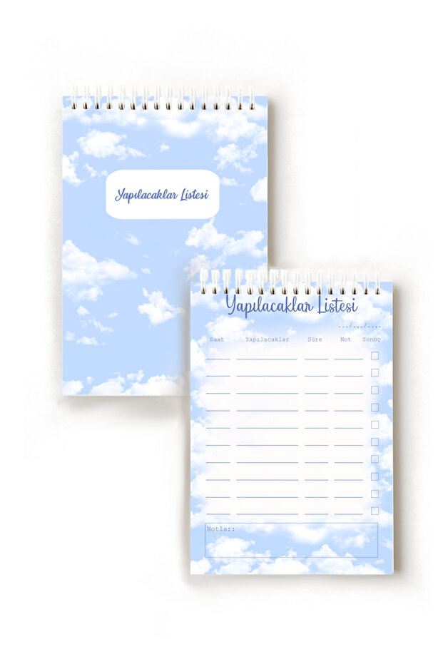 Cloud Themed Turkish to Do List, A5 to Do List, Planner, Task List, Planner - 4
