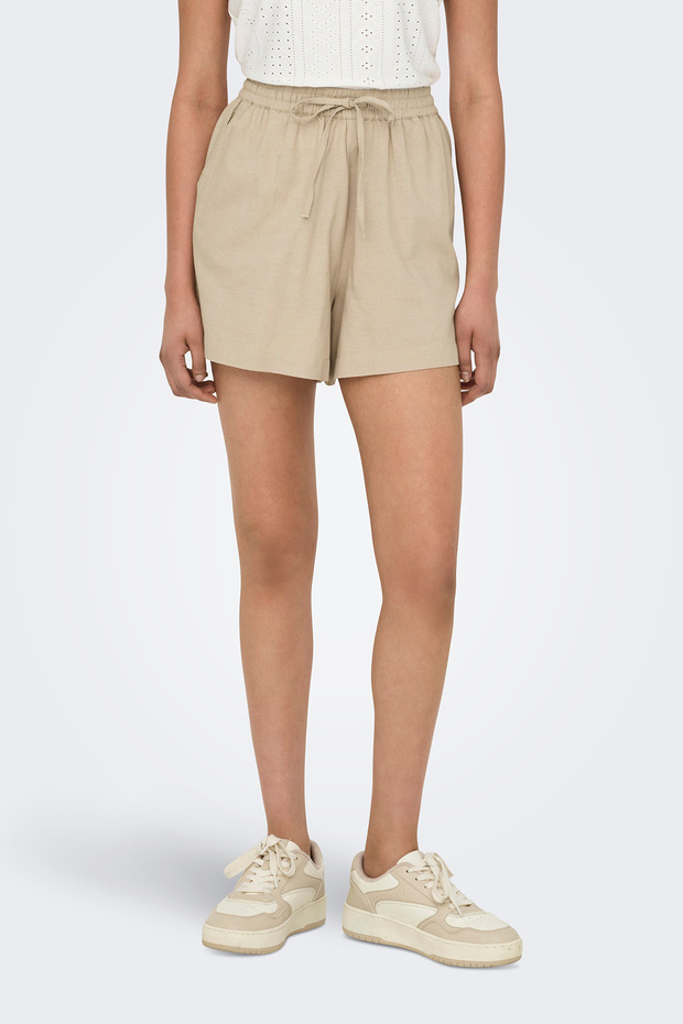 Onljakiri Linen Blended Comfort Fit Waist Tie Short Short 15346498