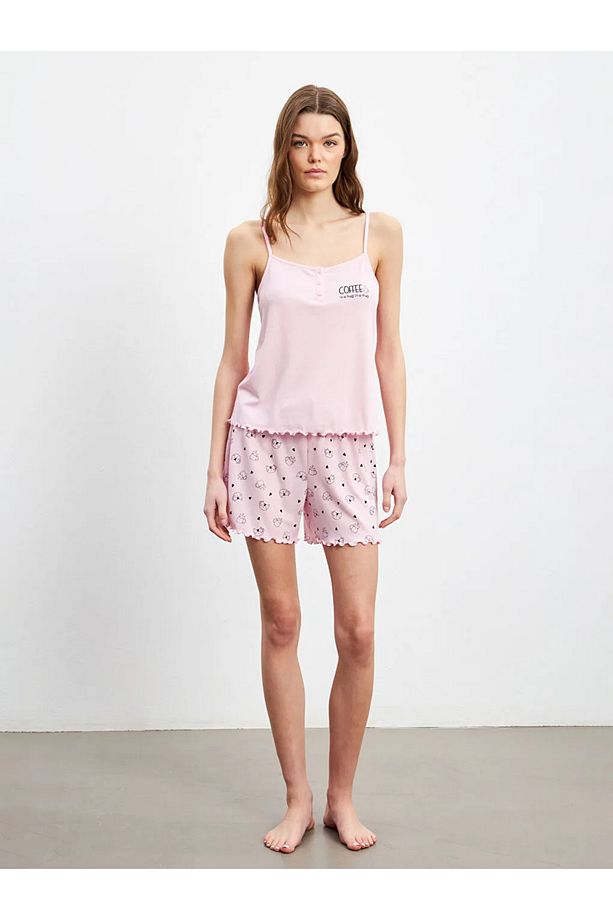 LCW DREAM Pembe U Yaka Kadın Şortlu Pijama Takımı - 2