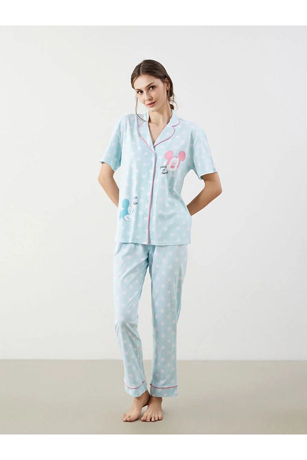 LCW DREAM Mavi Mickey Mouse Baskılı Kadın Pijama Takımı - 2