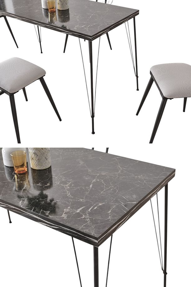 Ruby Mutfak-Cafe Masa Siyah Mermer 60x120 Cm - 2