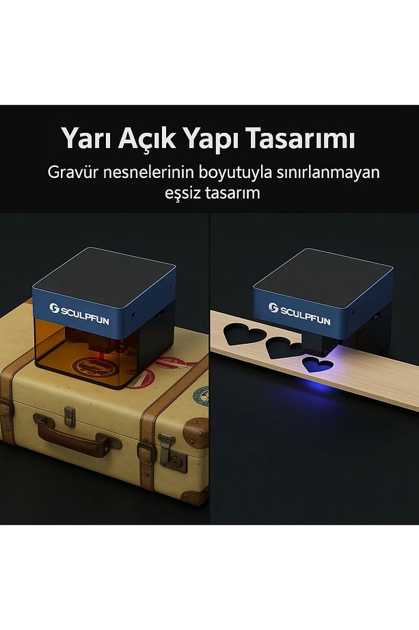 MİNİ LAZER MARKALAMA MAKİNESİ 5 WATT OPTİK ÇIKIŞ SCULPFUN ICUBE PRO - 5