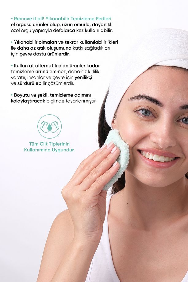 Remove It.all! Yıkanabilir Temizleme Pedleri 2 Adet Reusable Cleansing Pads 2 Pieces - 4