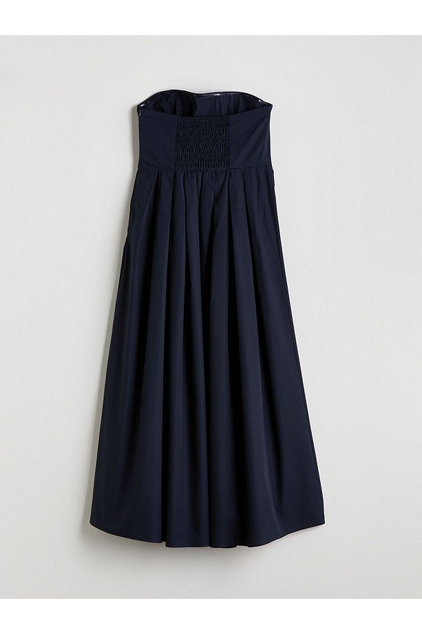 Straplez Yaka Poplin Elbise - 6