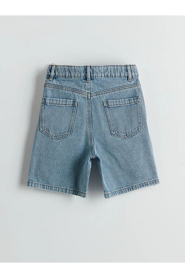 Beli Ayarlanabilir Lastikli Kız Çocuk Jean Şort - 3