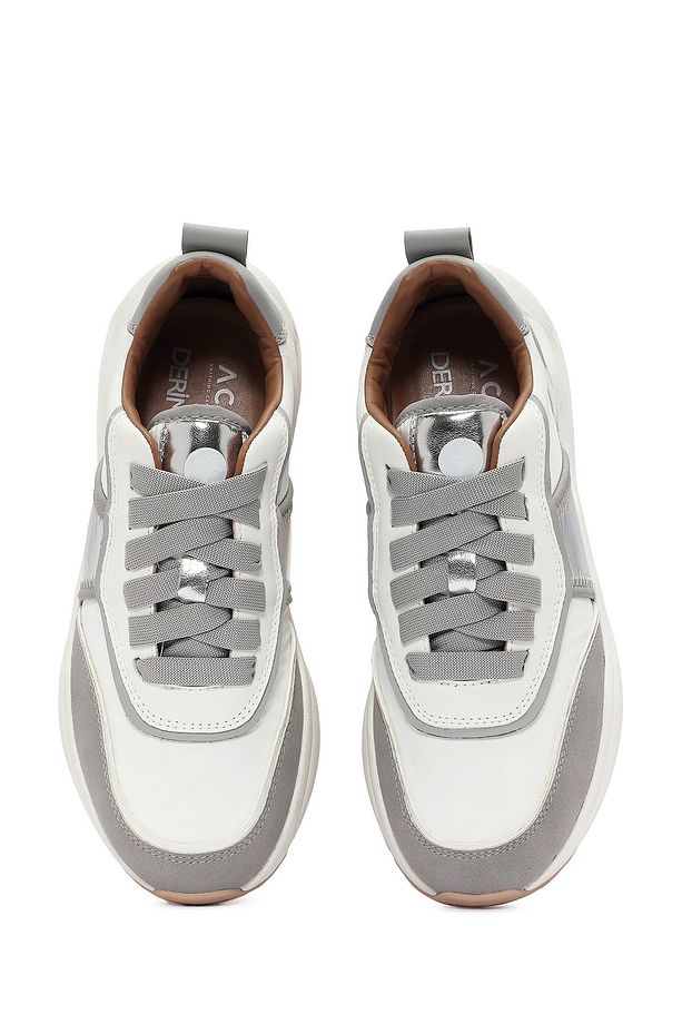 ACBC x DERİMOD Kadın Gri Kalın Tabanlı Bağcıklı Kumaş Sneaker 25SFD43566F - 7