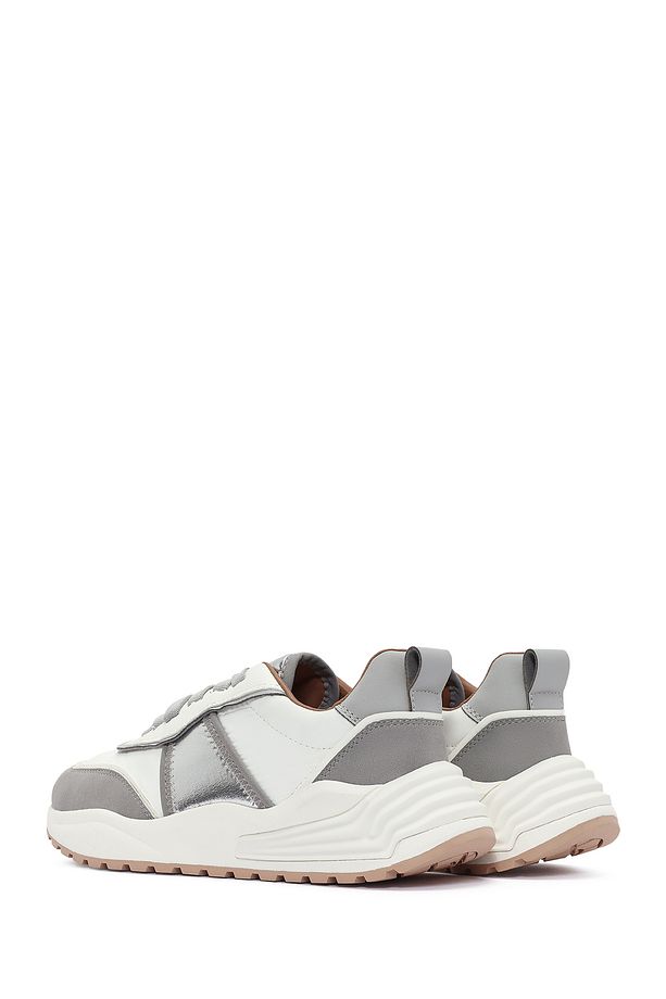 ACBC x DERİMOD Kadın Gri Kalın Tabanlı Bağcıklı Kumaş Sneaker 25SFD43566F - 5