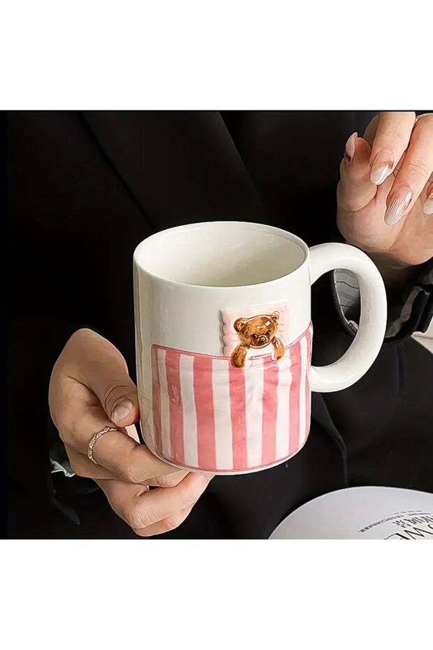 كوب سيراميك بتصميم دمية دب صغير لطيف - 3