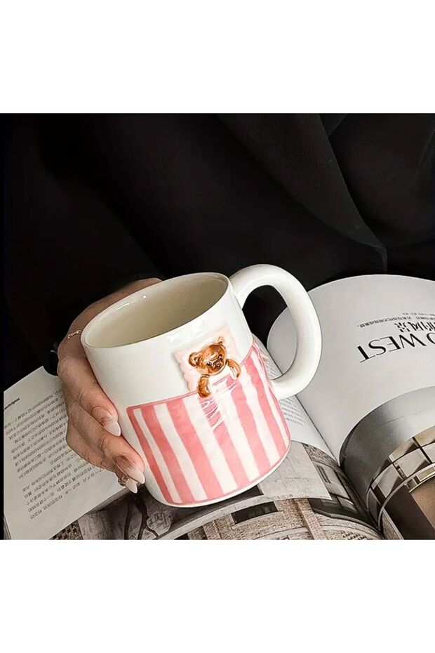 كوب سيراميك بتصميم دمية دب صغير لطيف - 1