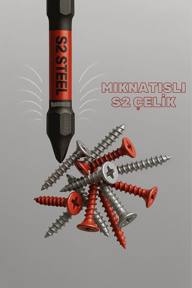 10 Adet Mıknatıslı Bits Uç Ph2 50 mm Vida Sökme 5 Cm Yıldız Matkap Vidalama Ucu S2 Çeliği - 2