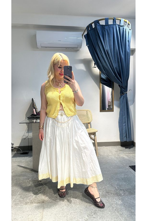Sarı triko halley yelek - 2