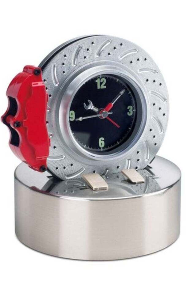 ساعة طاولة على شكل إطارات من فيتاتشيلي، فضية - 1