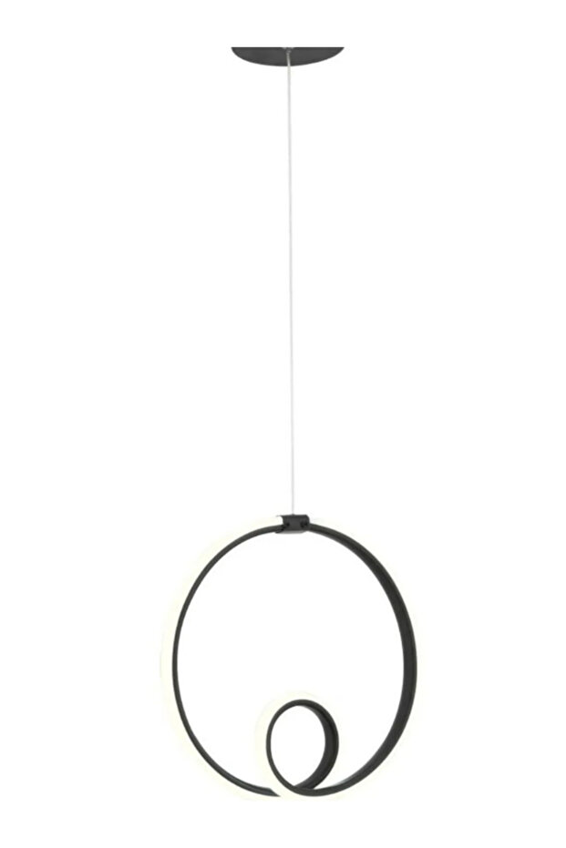 Zaman Tekli Siyah Özel Tasarım Lüx Çember Led Avize - 2