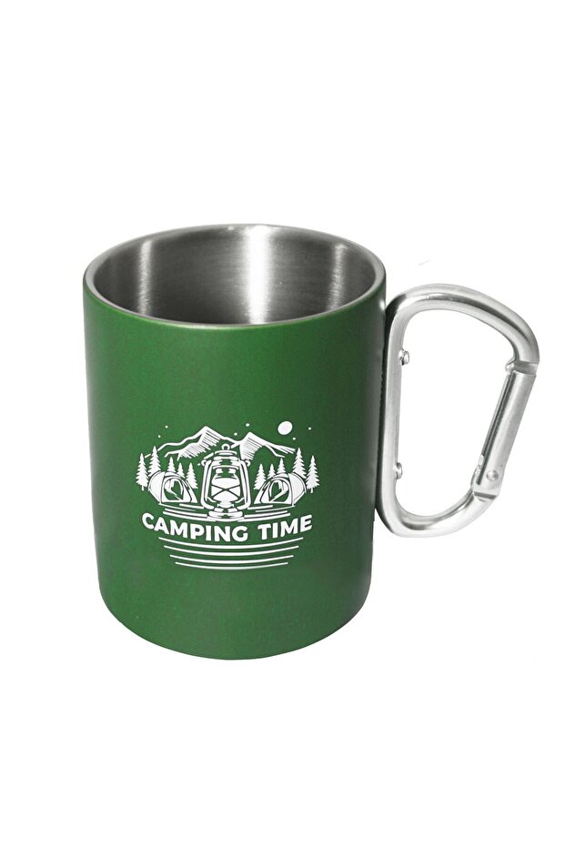 Karabinali Paslanmaz Çelik Kupa Yeşil - 1