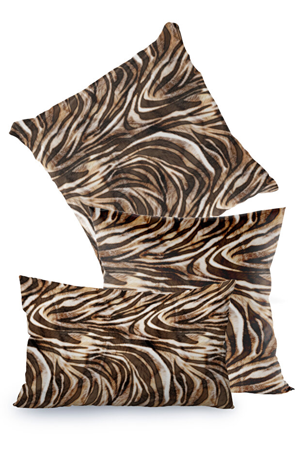 غطاء وسادة بنمط الحمار الوحشي البني - 2