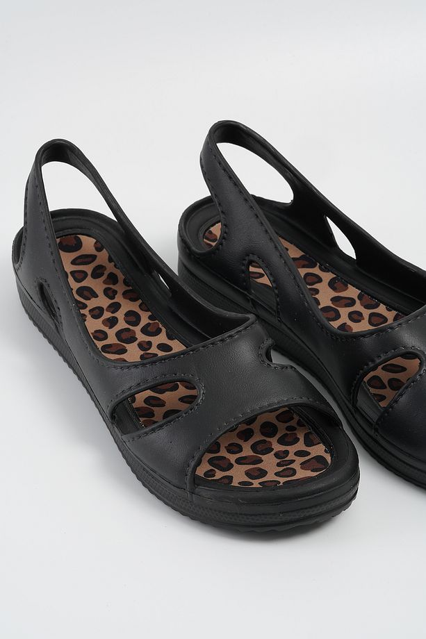 Kadın Siyah Leopar Iç Taban Monisa Sandalet 3cm Byndmns01 - 6