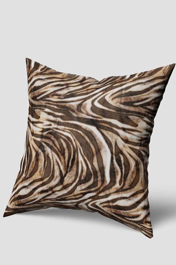 غطاء وسادة بنمط الحمار الوحشي البني - 1