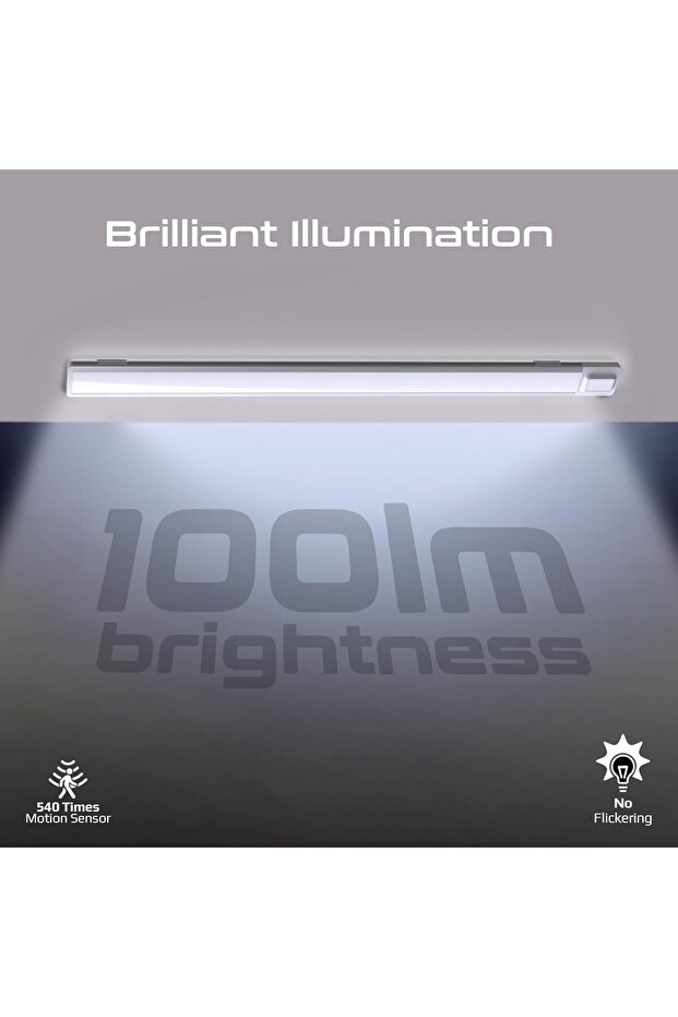 60cm LED Light with Motion Sensor, 100lm Brightness, Energy-Efficient 4W LEDs, USB-C Recharg - 4