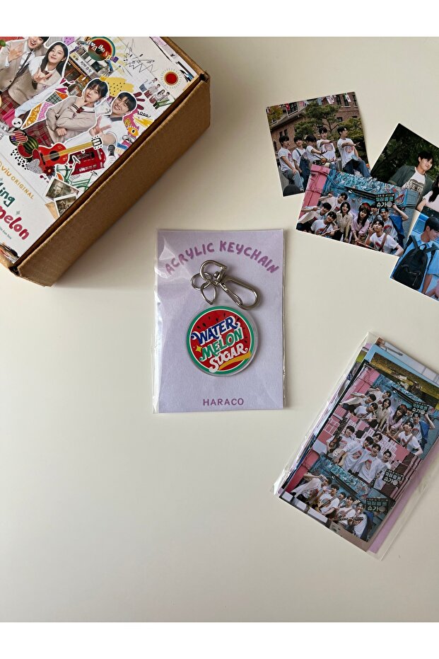 Twinkling Watermelon K-Drama Water Melon Sugar Keychain and Sticker Pack Set