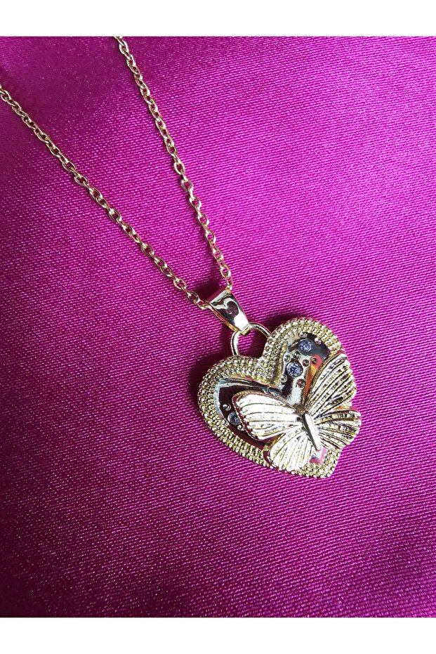 Heart and Butterfly Detailed Necklace