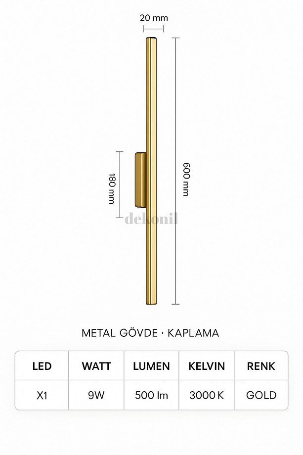 Gold Viola Şarjlı Kablosuz LED Aplik 1 Adet - 4
