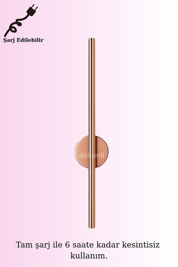 Rose Gold Lindis Şarjlı Kablosuz LED Aplik 1 Adet - 1