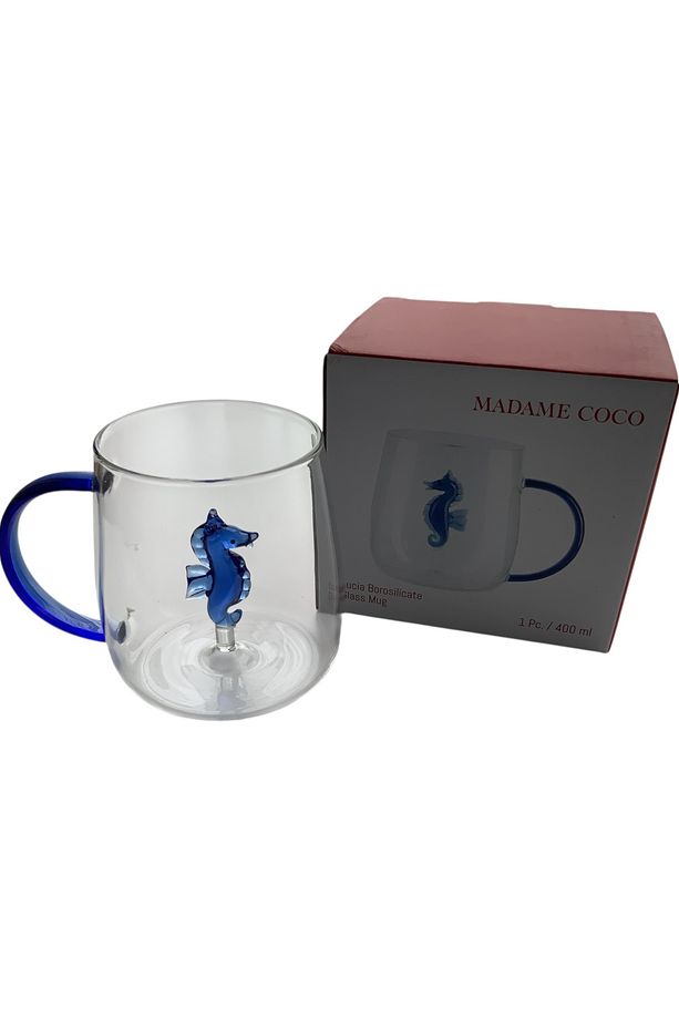 Lucia Mavi Borosilikat Cam Kupa – 400 ml | Şeffaf, Modern, Isıya Dayanıklı - 3