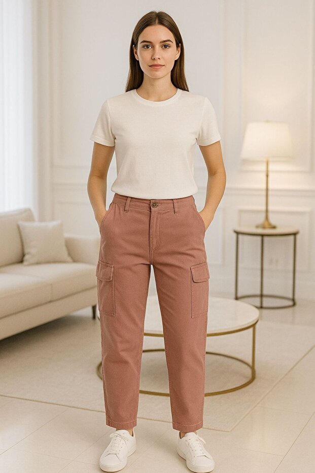 Dusty Rose Kargo Pantolon - 1