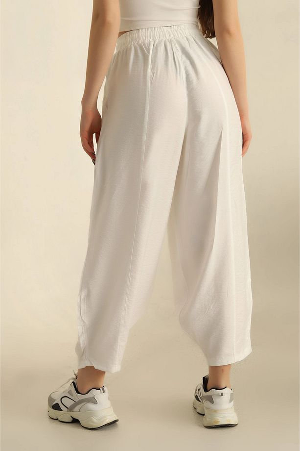Kadın Keten Ayrobin Şalvar Model Pantolon - 2