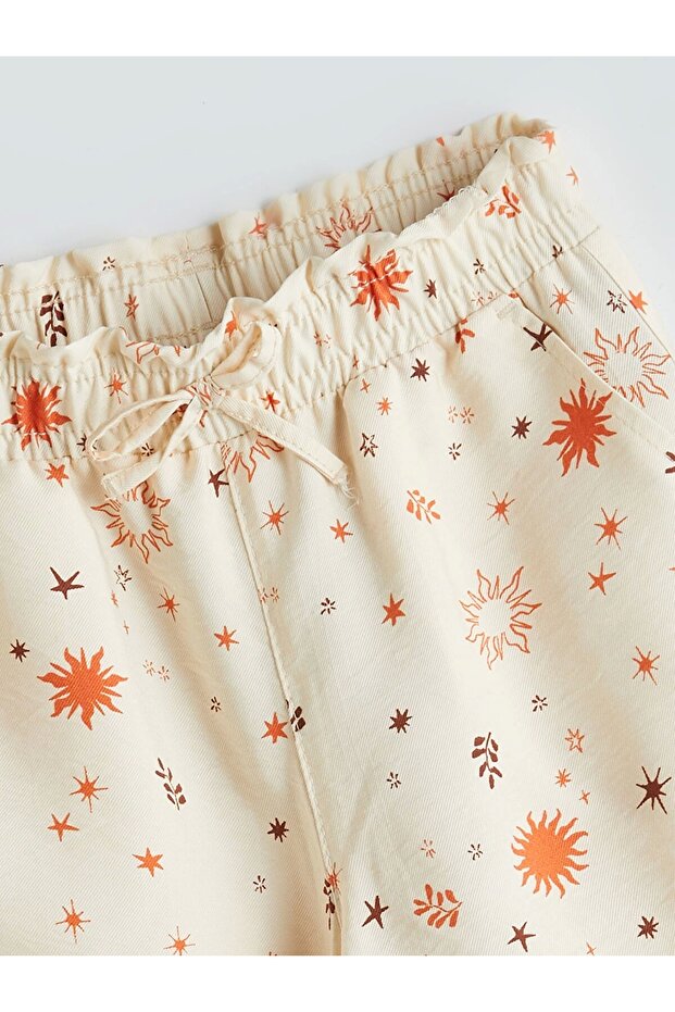 LCW Kids Ekru Beli Lastikli Kız Çocuk Pantolon - 2