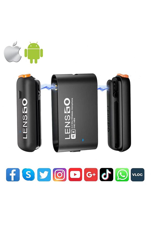 318c Mini Ikili Kablosuz Yaka Mikrofonu (IOS, ANDROİD VE KAMERA UYUMLU) - 1