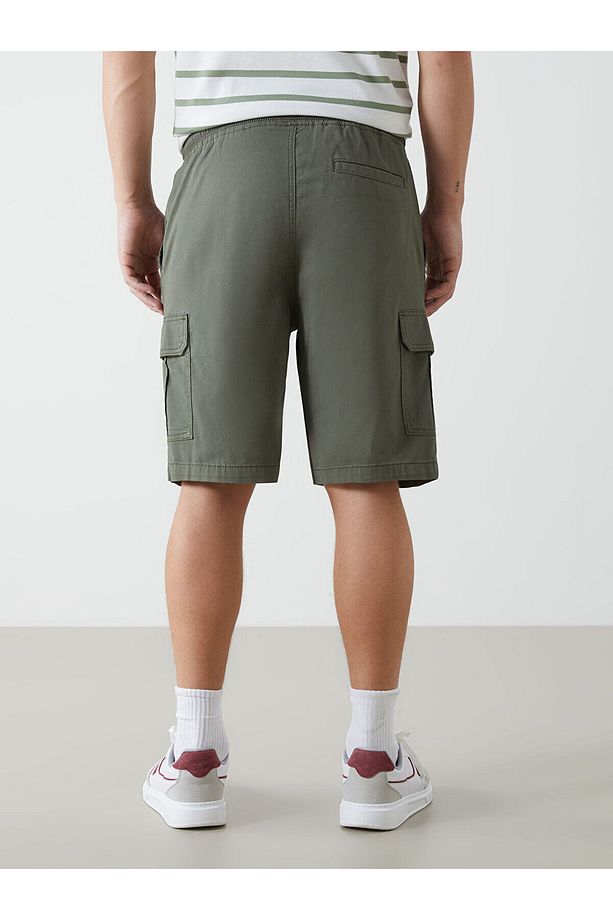 Standart Kalıp Gabardin Erkek Kargo Şort - 4