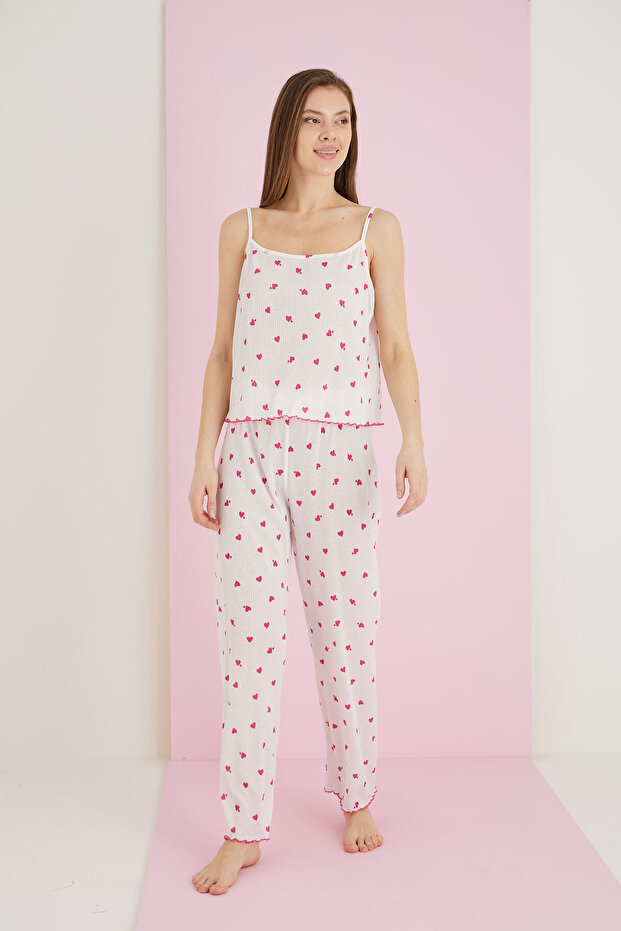 Raporlu Viskon İnce Askılı Pijama Takım - 2