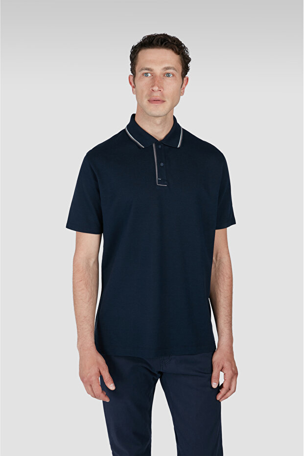 Cotton Lyocell Polo Shirt with Buttons