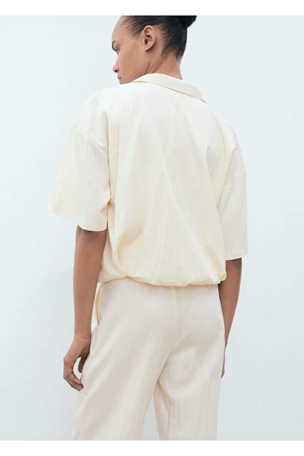 Kabarık kollu crop gömlek - 4