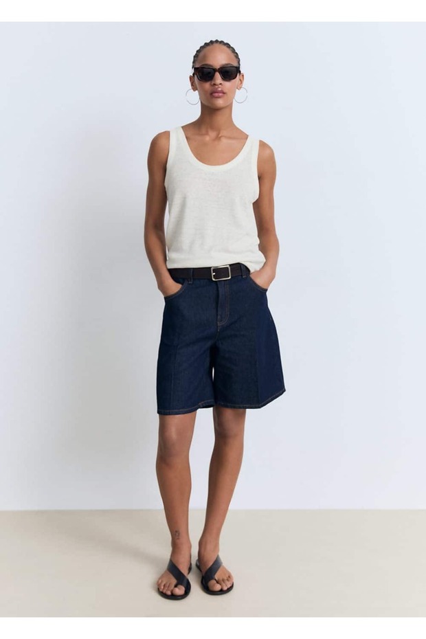 Askılı keten bluz - 2