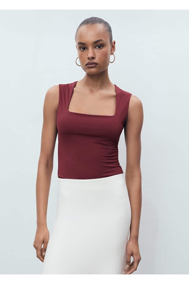 Geniş askılı dar kesim bluz - 1