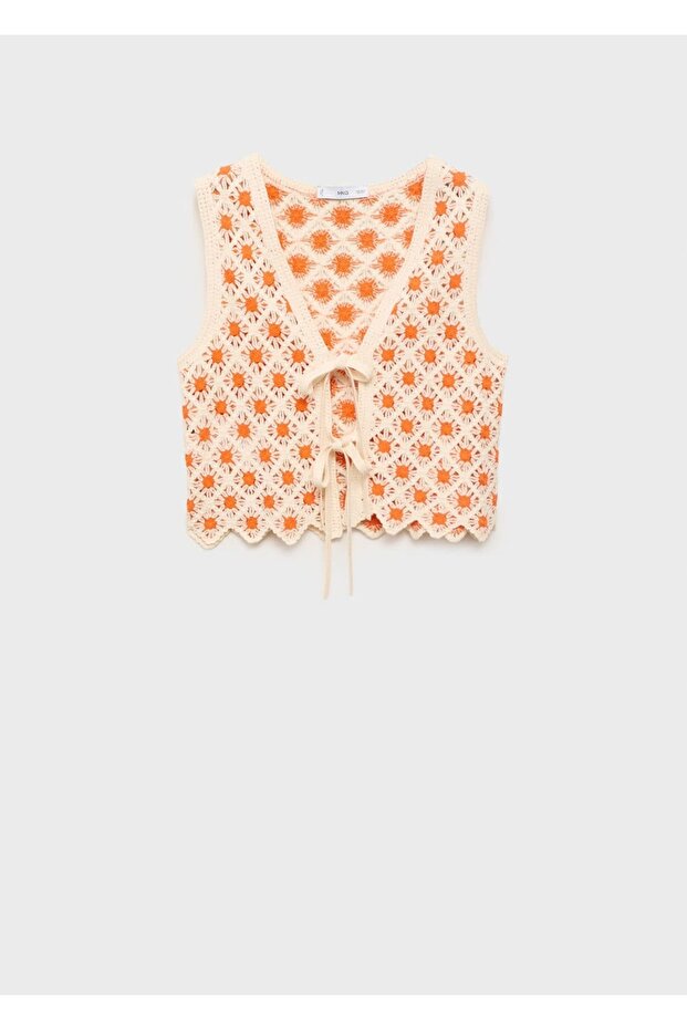 Kuşaklı dantel bluz - 3