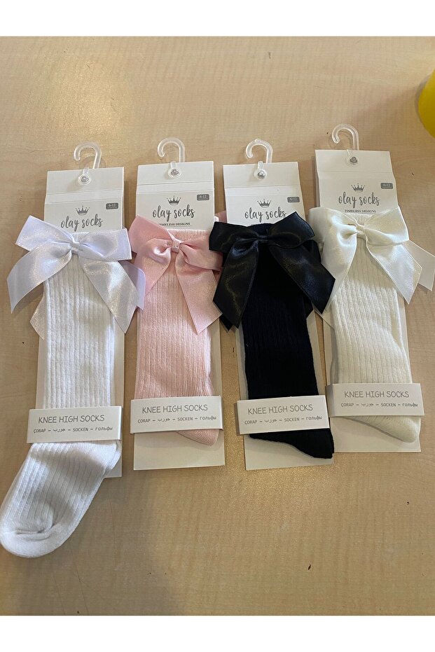 Girl's Bow Derby Knee Socks 4-Piece
