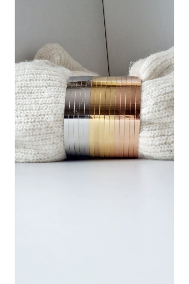 Paslanmaz Çelik Kalın 3'lü Ajda Bilezik - 3