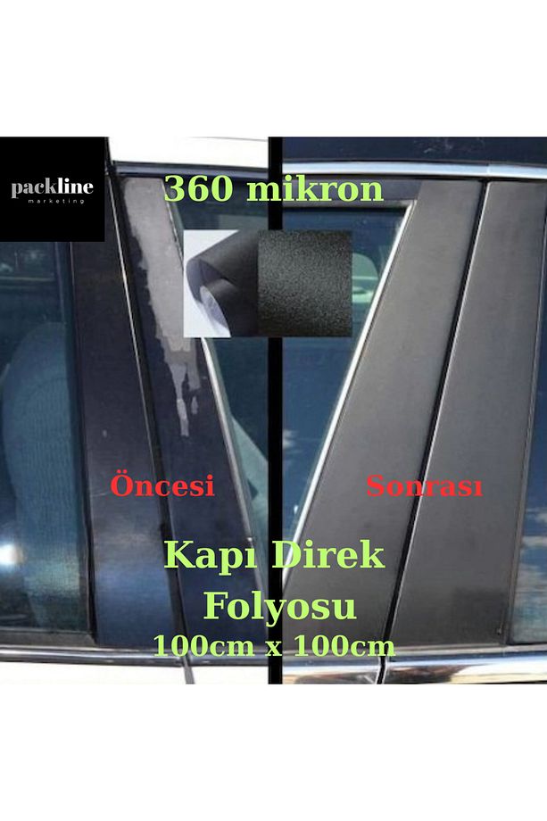 PACKLİNE Hava Kanallı Mat Siyah Kendinden Yapışkanlı Yüzeyi Tırtıklı Kapı Direk Folyosu 100cmX1m - 2