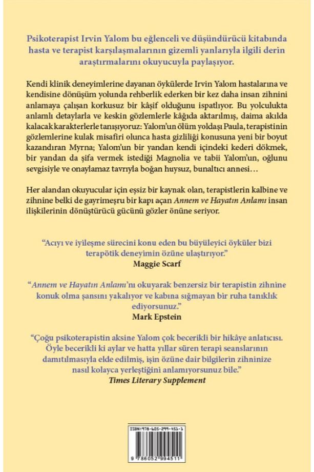 Annem ve Hayatın Anlamı - Irvin D. Yalom - 2