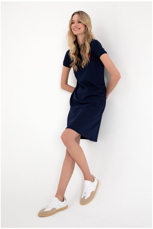 U.S Polo Assn Polo Collar A-Form Fit Knitted (Body Shape Take Cut) Dress
