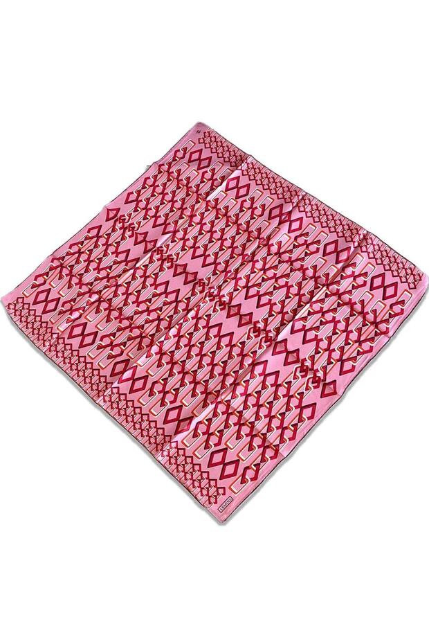 Pink Geometric Pattern Tivil Silk Scarf 9172 - 01