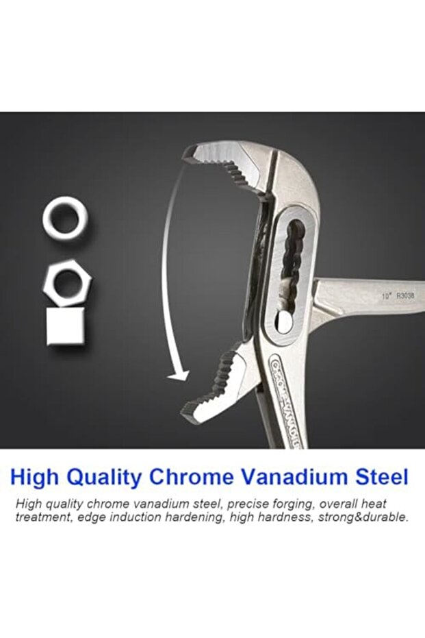 كماشة مضخة مياه متعددة الوظائف وقابلة للتعديل مقاس 10 بوصات - فولاذ Cr-V - أنبوب تعديل سريع بـ 7 مستويات - 2