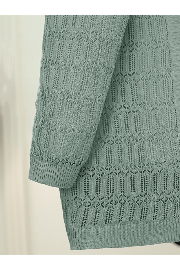 Openwork Patterned Spring Cardigan -Mint - 3