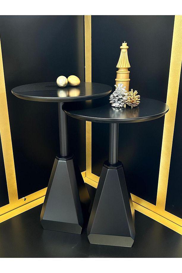 ZİRVE model ikili siyah yan sehpa zigon - 4